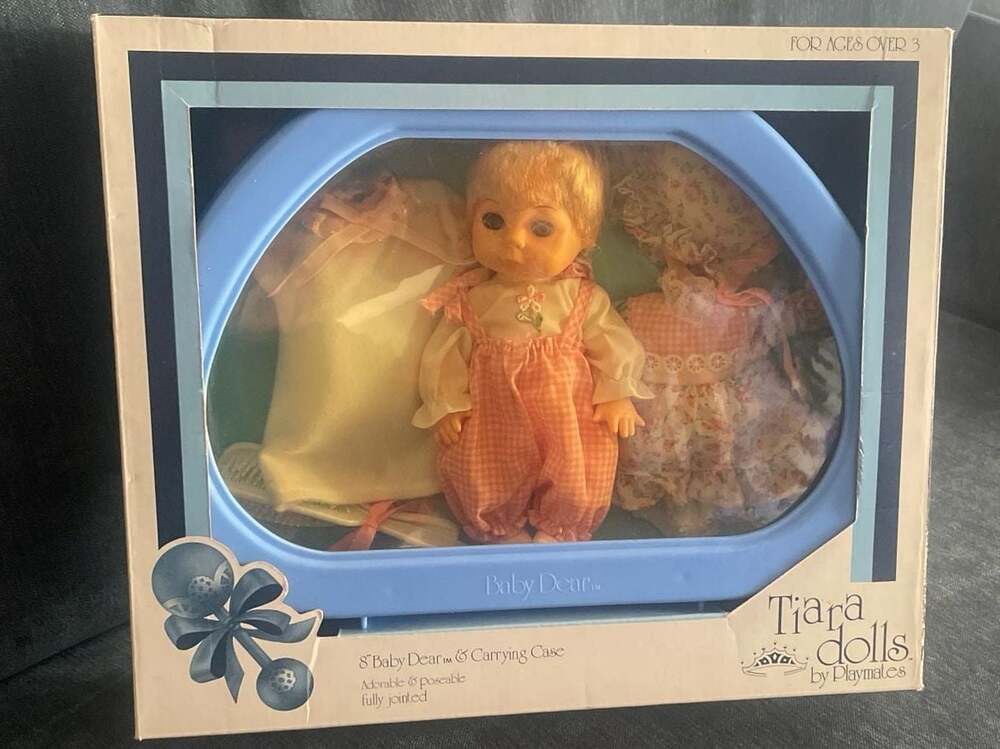 Vintage Playmates Tiara Dolls 8" Baby Dear with Carrying Case